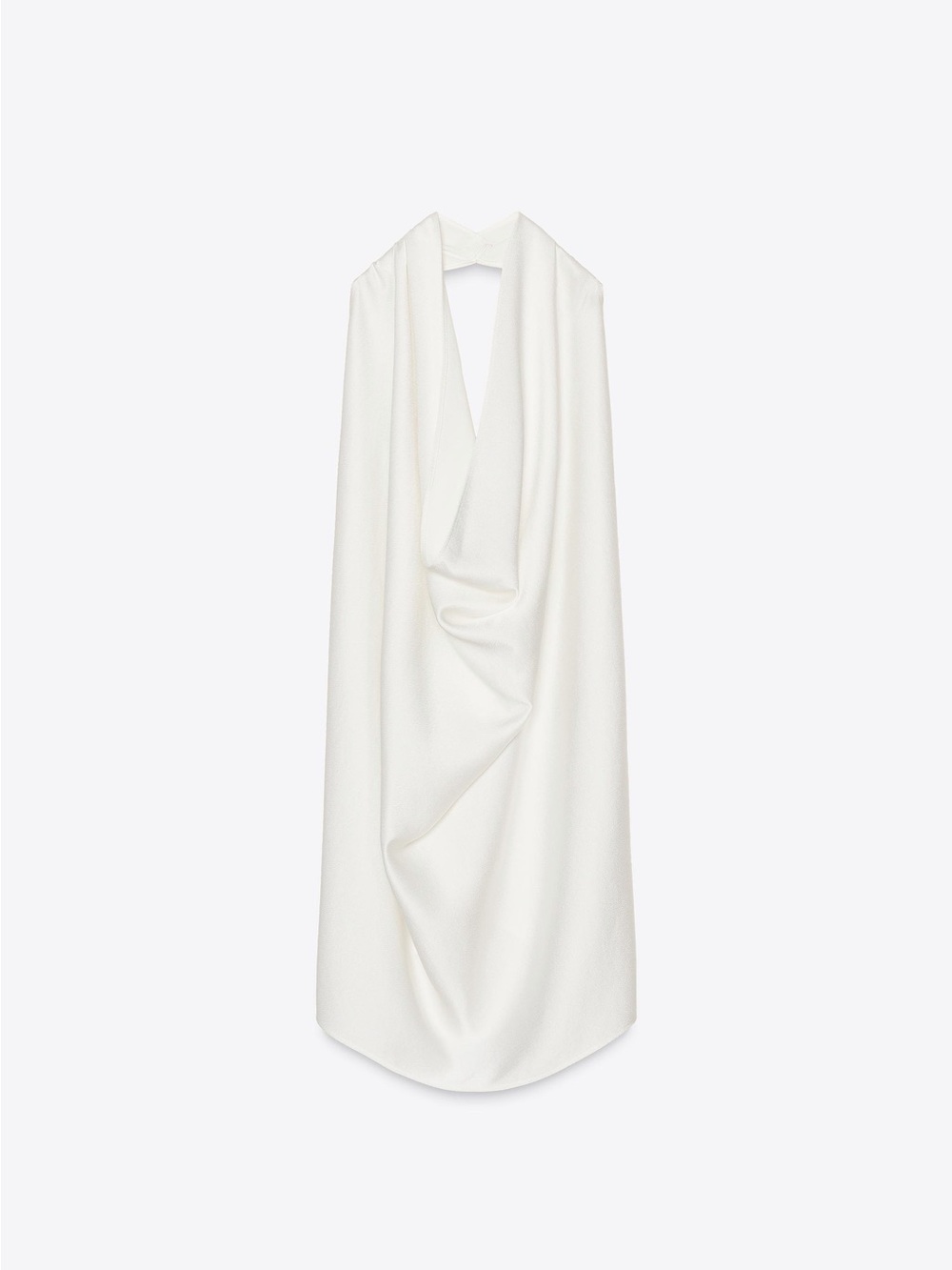 Zara One-Shoulder Draped Midi Dress in White